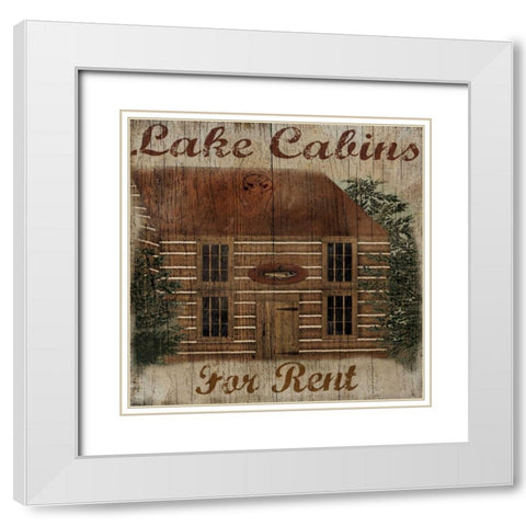 Lake Cabin White Modern Wood Framed Art Print with Double Matting by Albert, Beth