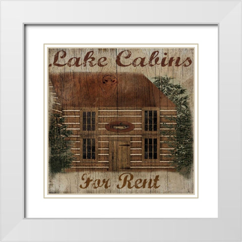 Lake Cabin White Modern Wood Framed Art Print with Double Matting by Albert, Beth