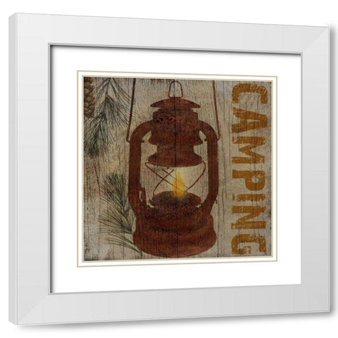 Camping White Modern Wood Framed Art Print with Double Matting by Albert, Beth