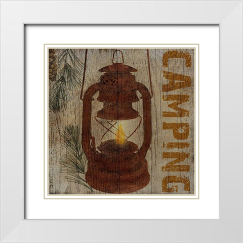 Camping White Modern Wood Framed Art Print with Double Matting by Albert, Beth