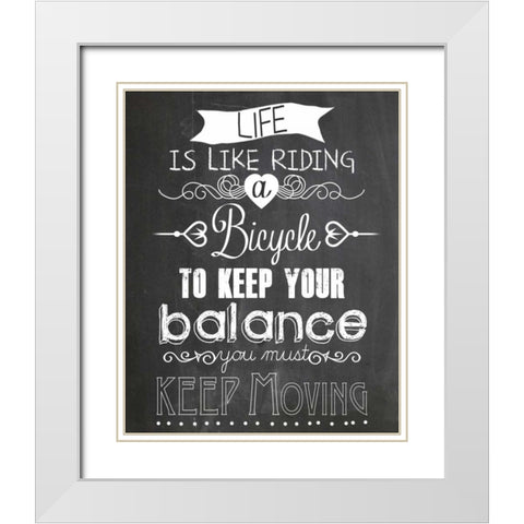 Life is like Riding a bicycle White Modern Wood Framed Art Print with Double Matting by Schoen, Claudia