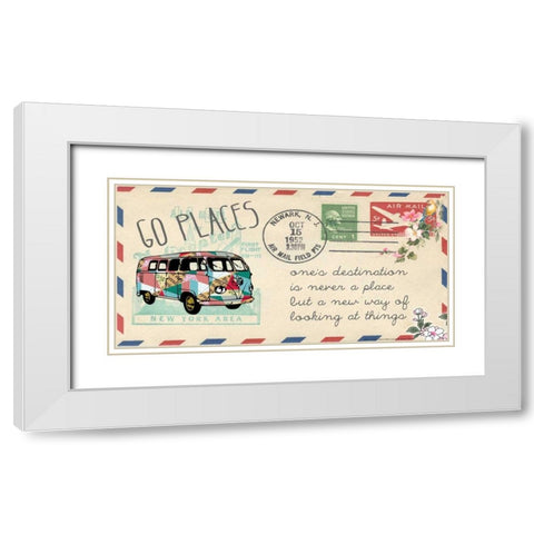 Go places bus air mail White Modern Wood Framed Art Print with Double Matting by Schoen, Claudia