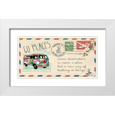 Go places bus air mail White Modern Wood Framed Art Print with Double Matting by Schoen, Claudia