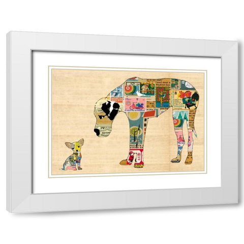 Big dog little dog White Modern Wood Framed Art Print with Double Matting by Schoen, Claudia