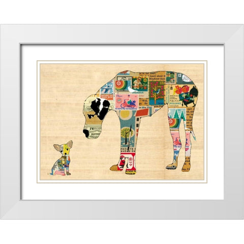 Big dog little dog White Modern Wood Framed Art Print with Double Matting by Schoen, Claudia
