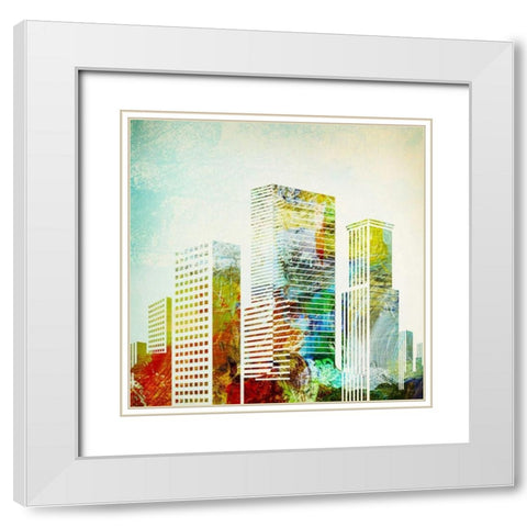 City II White Modern Wood Framed Art Print with Double Matting by Drotz, Dallas