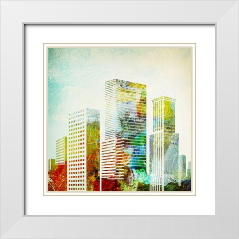 City II White Modern Wood Framed Art Print with Double Matting by Drotz, Dallas