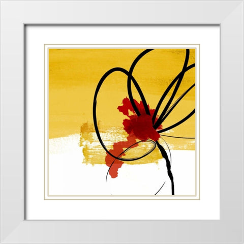 Floral White Modern Wood Framed Art Print with Double Matting by Drotz, Dallas