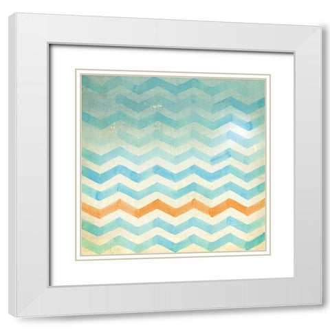 Chevron Blue White Modern Wood Framed Art Print with Double Matting by Drotz, Dallas