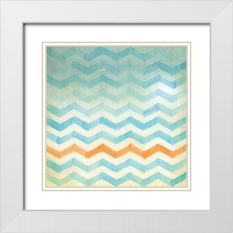 Chevron Blue White Modern Wood Framed Art Print with Double Matting by Drotz, Dallas