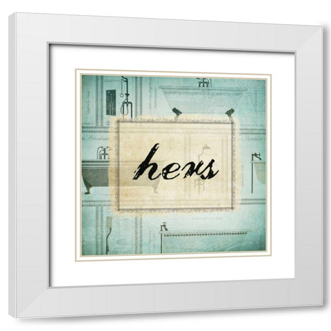 Bath Hers White Modern Wood Framed Art Print with Double Matting by Drotz, Dallas