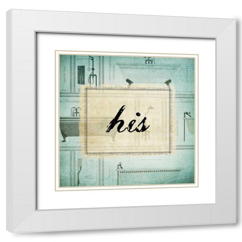 Bath His White Modern Wood Framed Art Print with Double Matting by Drotz, Dallas