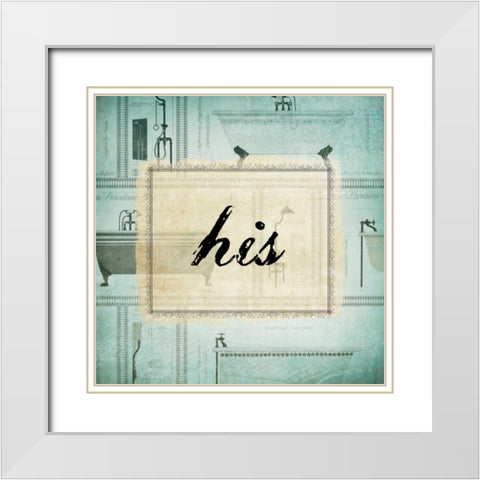 Bath His White Modern Wood Framed Art Print with Double Matting by Drotz, Dallas