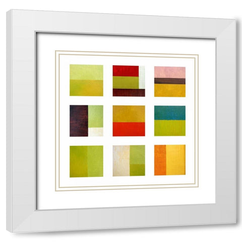 Color study collage White Modern Wood Framed Art Print with Double Matting by Calkins, Michelle