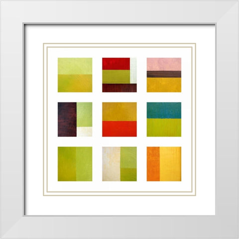 Color study collage White Modern Wood Framed Art Print with Double Matting by Calkins, Michelle
