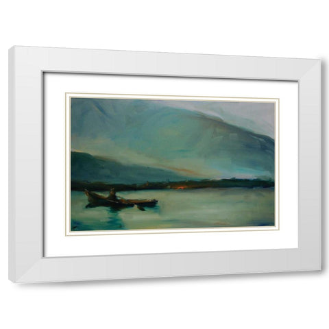 Orange Shore White Modern Wood Framed Art Print with Double Matting by Hoffman, Kate