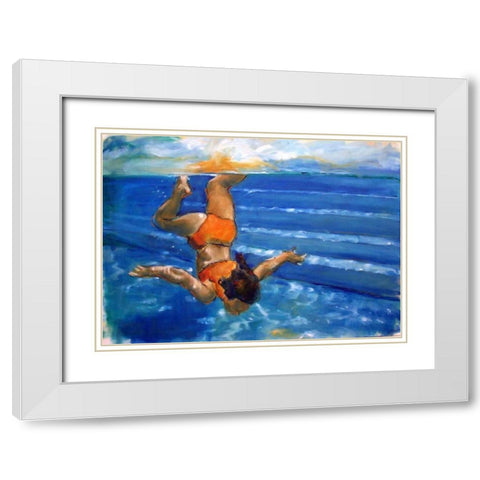 Watergirl White Modern Wood Framed Art Print with Double Matting by Hoffman, Kate