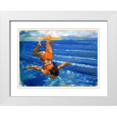 Watergirl White Modern Wood Framed Art Print with Double Matting by Hoffman, Kate