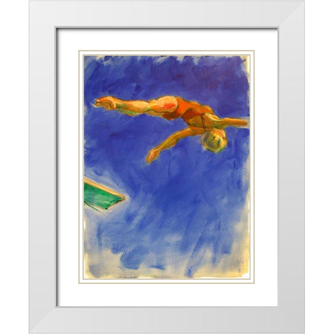 Diver White Modern Wood Framed Art Print with Double Matting by Hoffman, Kate