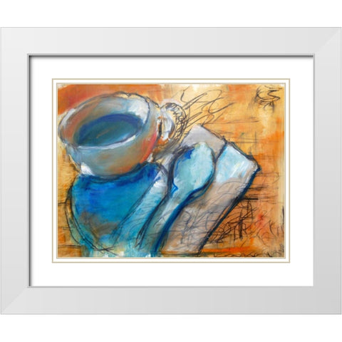 Morning Cup White Modern Wood Framed Art Print with Double Matting by Hoffman, Kate
