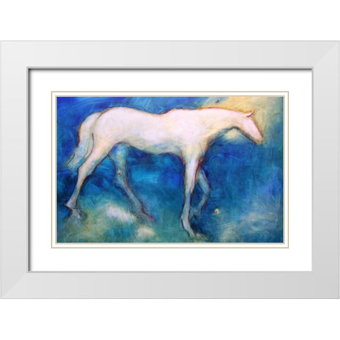 White Horse 3 White Modern Wood Framed Art Print with Double Matting by Hoffman, Kate