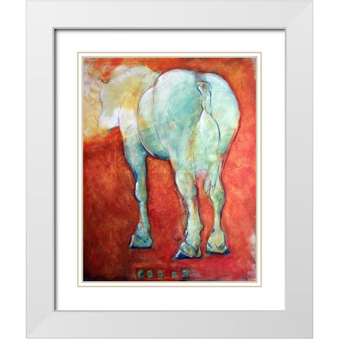 Horse Red White Modern Wood Framed Art Print with Double Matting by Hoffman, Kate