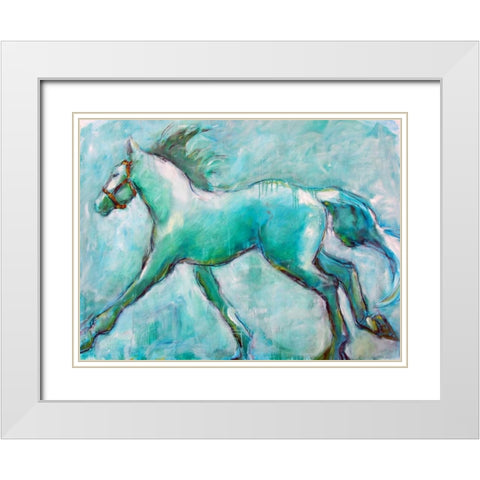 Running Horse White Modern Wood Framed Art Print with Double Matting by Hoffman, Kate