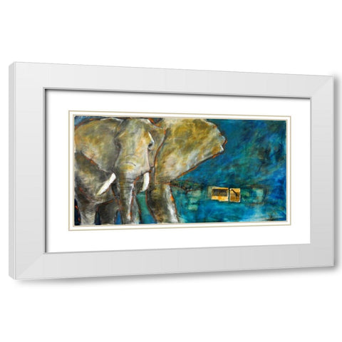 Elephant 2 White Modern Wood Framed Art Print with Double Matting by Hoffman, Kate