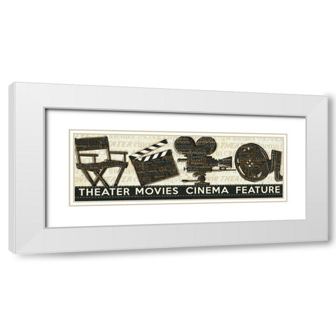 Cinema White Modern Wood Framed Art Print with Double Matting by Pela Studio