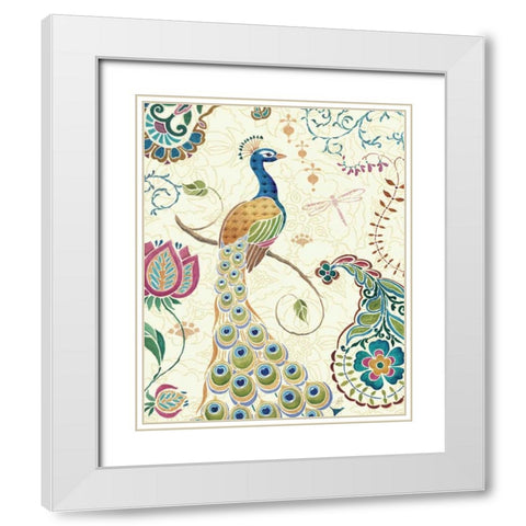 Peacock Fantasy II White Modern Wood Framed Art Print with Double Matting by Brissonnet, Daphne