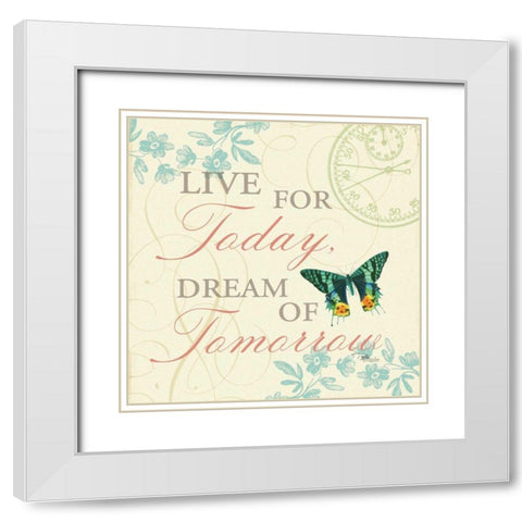 Time Flies III White Modern Wood Framed Art Print with Double Matting by Pela Studio