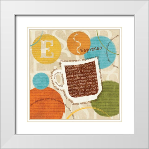 All About Coffee III White Modern Wood Framed Art Print with Double Matting by Charron, Veronique