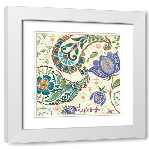 Peacock Fantasy V White Modern Wood Framed Art Print with Double Matting by Brissonnet, Daphne