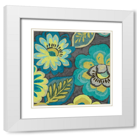 Floral Assortment II White Modern Wood Framed Art Print with Double Matting by Wild Apple Portfolio