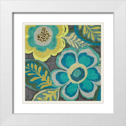 Floral Assortment III White Modern Wood Framed Art Print with Double Matting by Wild Apple Portfolio