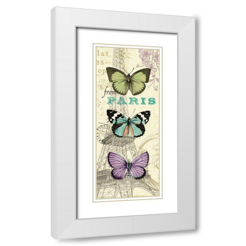 Air Mail Butterfly Panel I White Modern Wood Framed Art Print with Double Matting by Pelletier, Alain