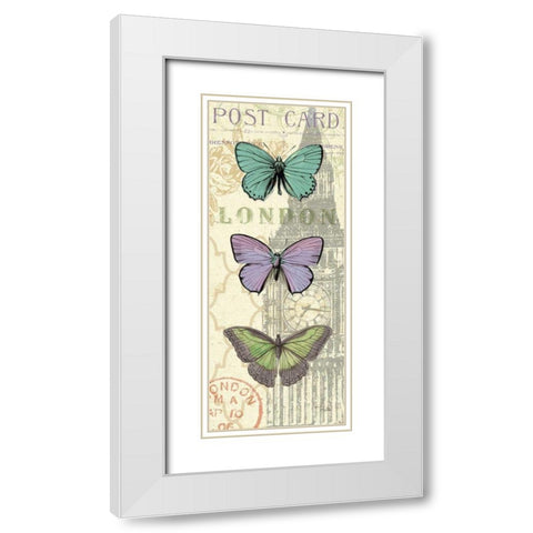 Air Mail Buttefly Panel II White Modern Wood Framed Art Print with Double Matting by Pelletier, Alain