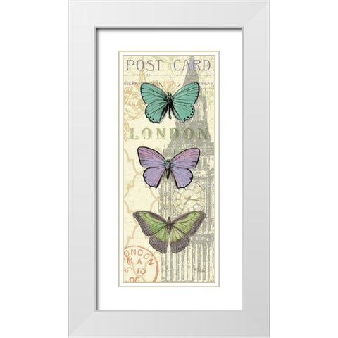 Air Mail Buttefly Panel II White Modern Wood Framed Art Print with Double Matting by Pelletier, Alain