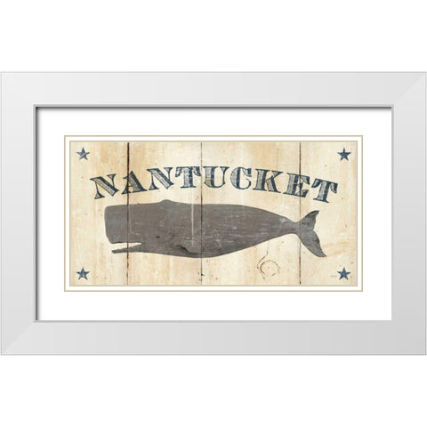 Nantucket Whale White Modern Wood Framed Art Print with Double Matting by Tillmon, Avery