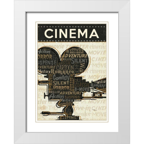 Cinema I White Modern Wood Framed Art Print with Double Matting by Pela Studio