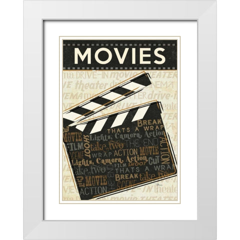 Cinema II White Modern Wood Framed Art Print with Double Matting by Pela Studio