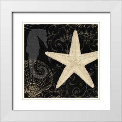 Coastal Moonlight I White Modern Wood Framed Art Print with Double Matting by Pela Studio