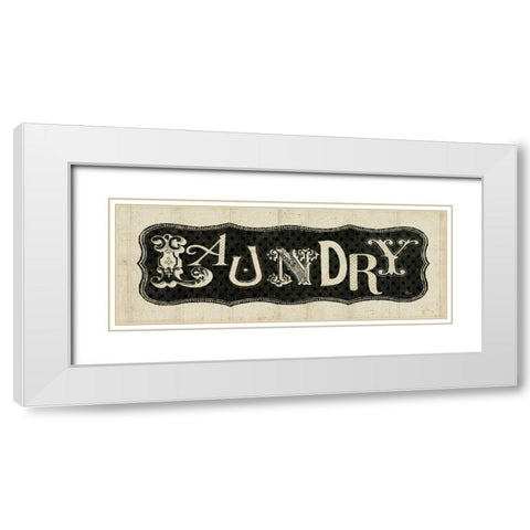 Room Signs I - Laundry White Modern Wood Framed Art Print with Double Matting by Pela Studio