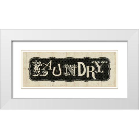 Room Signs I - Laundry White Modern Wood Framed Art Print with Double Matting by Pela Studio