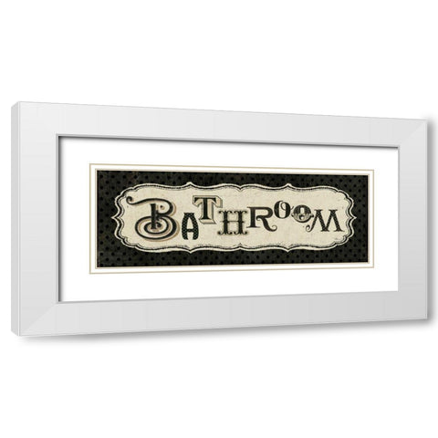 Room Signs II - Bathroom White Modern Wood Framed Art Print with Double Matting by Pela Studio