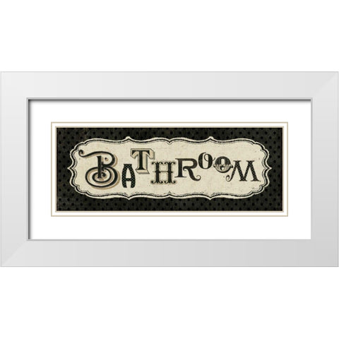 Room Signs II - Bathroom White Modern Wood Framed Art Print with Double Matting by Pela Studio