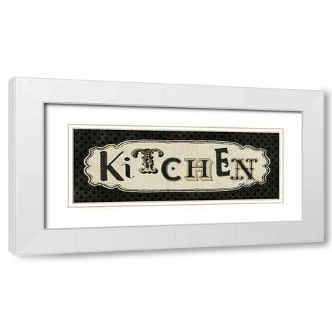 Room Signs III - Kitchen White Modern Wood Framed Art Print with Double Matting by Pela Studio