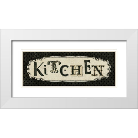 Room Signs III - Kitchen White Modern Wood Framed Art Print with Double Matting by Pela Studio