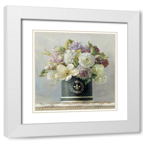 Tulips in Black and White Hatbox White Modern Wood Framed Art Print with Double Matting by Nai, Danhui