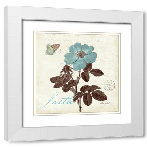 Touch of Blue II - Faith White Modern Wood Framed Art Print with Double Matting by Pertiet, Katie